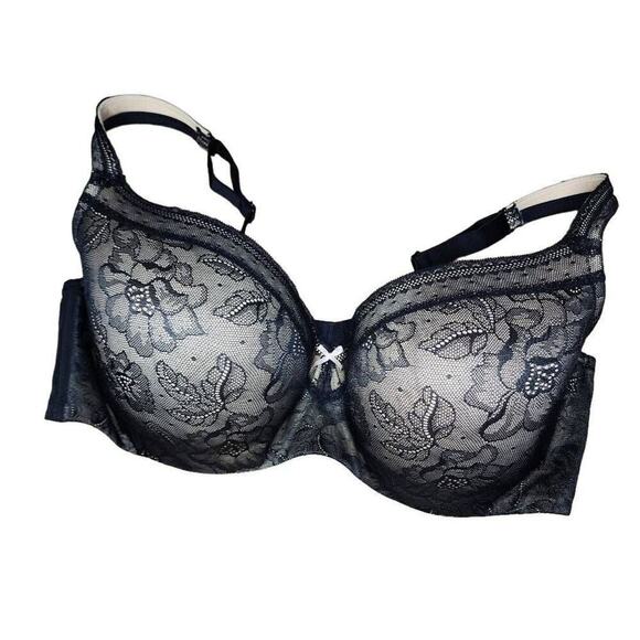 Cacique Women Intimates, Full Coverage Black & Taupe Padded Lace Bra, 42DD/42E - Picture 1 of 9